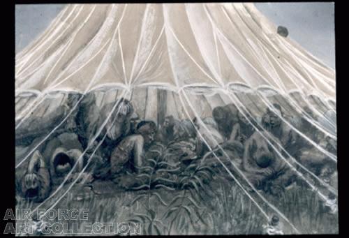 CHINESE WOUNDED UNDER YELLOW PARACHUTE